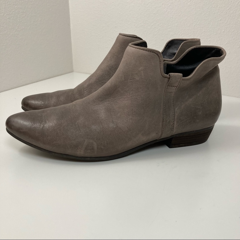 Paul Green Taupe Grey leather boots booties handmade sUK 6  US 8.5 8 1/2  B032 - Picture 11 of 15